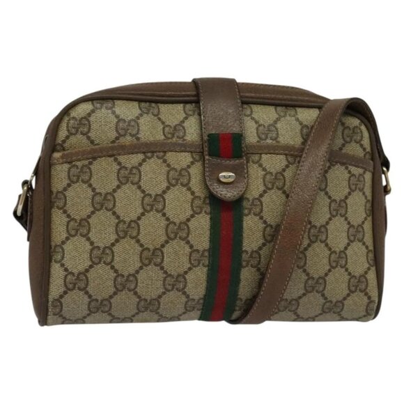 GUCCI GG Supreme Web Sherry Line Shoulder Bag PVC Beige 116 02 055 Auth ep9348 - Picture 1 of 16